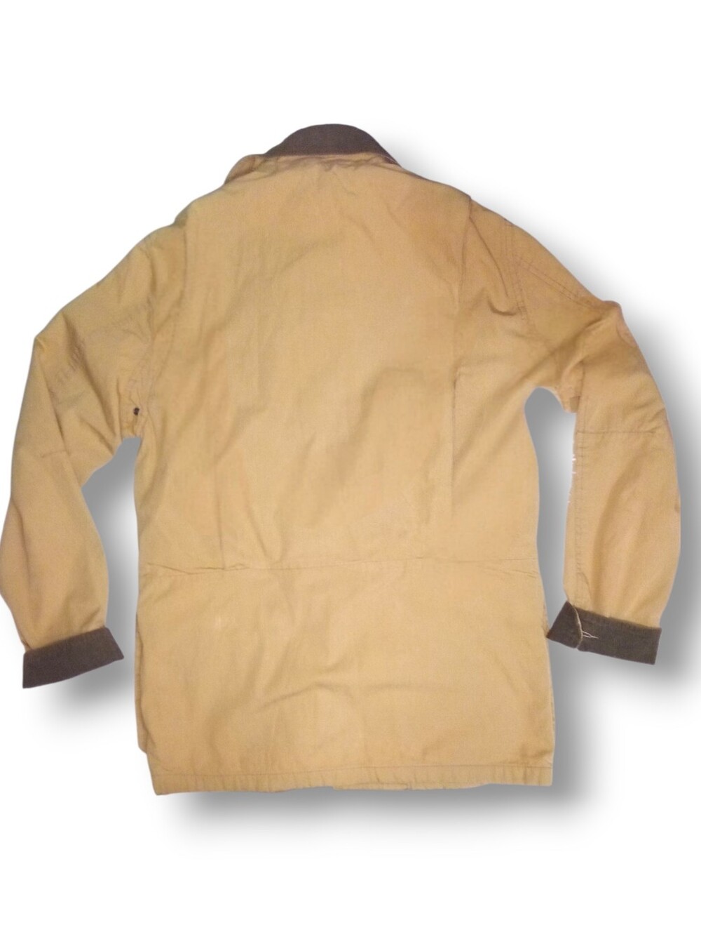 J. CREW Vintage Barn Jacket | Tan w/Brown Trim Plaid Lining Men's XS /Unisex S/M - Picture 5 of 15